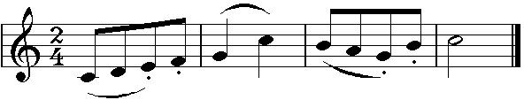 Notenbeispiel: legato / staccato
