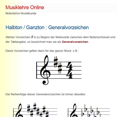 Generalvorzeichen ♫ Musiklehre Online