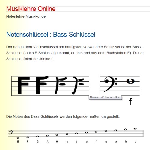 Bass-Schlüssel ♫ Musiklehre Online