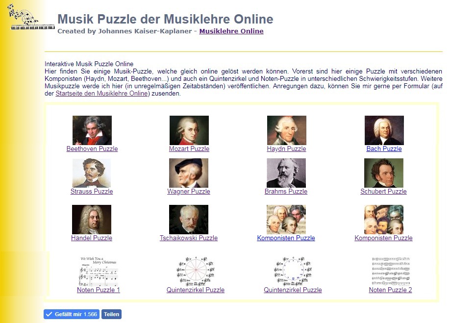 Puzzle Muzyk Musik Puzzle der Musiklehre online