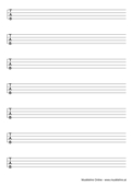Notenpapier A4 TAB Tabulatur 4 Saiten 7 Zeilen