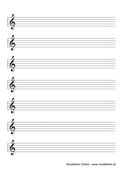 Notenpapier A4 Violinschlüssel 7 Zeilen groß (180%)